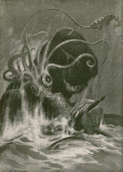 クラーケン対マッコウクジラ 作： Arthur Twidle